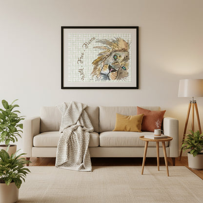 Lion Poster Horizontal | Wild Free Fierce Wall Art