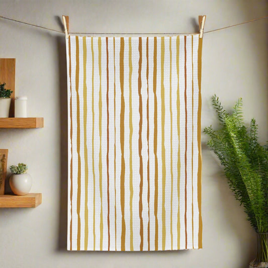 Kitchen Towel Microfiber "Golden Stripes" by Janet Hoard