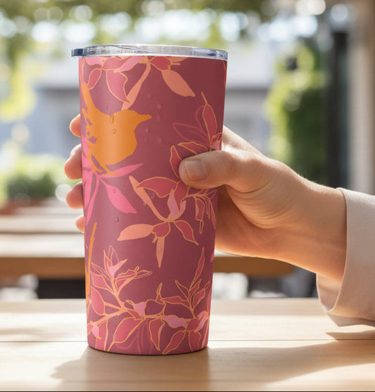 Canopy Coral Tumbler | Tropical Floral Insulated Travel Mug