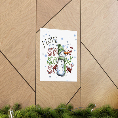 Snow Poster | I Love Snow Cute Winter Wall Art