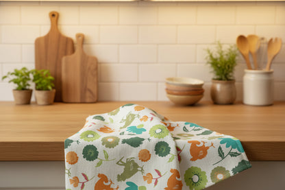 Farmhouse Rooster Kitchen Towel | Microfiber Kitchen Towel | Floral Chicken Design