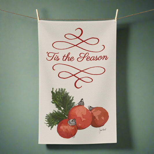 Tea Towel Microfiber "Tis The Season" art by Janet Hoard