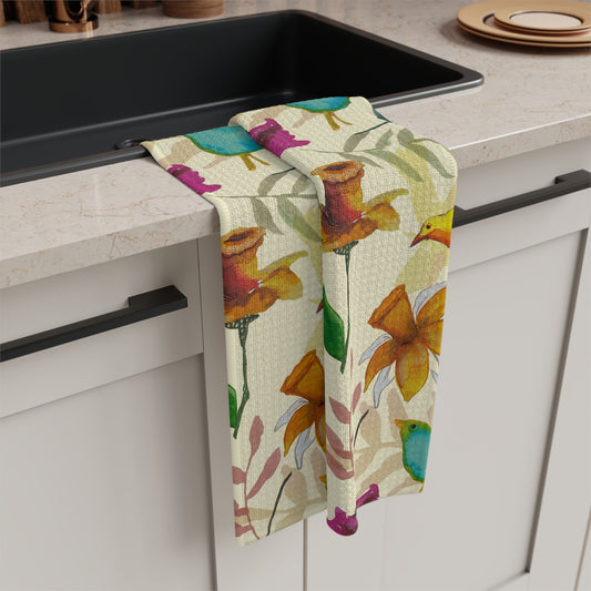 Floral Bird Kitchen Towel | Feather & Bloom Design