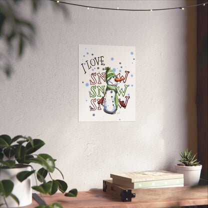 Snow Poster | I Love Snow Cute Winter Wall Art