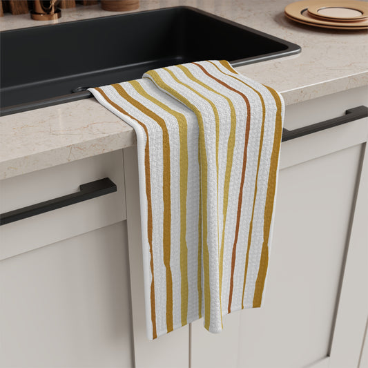 Kitchen Towel Microfiber "Golden Stripes" by Janet Hoard
