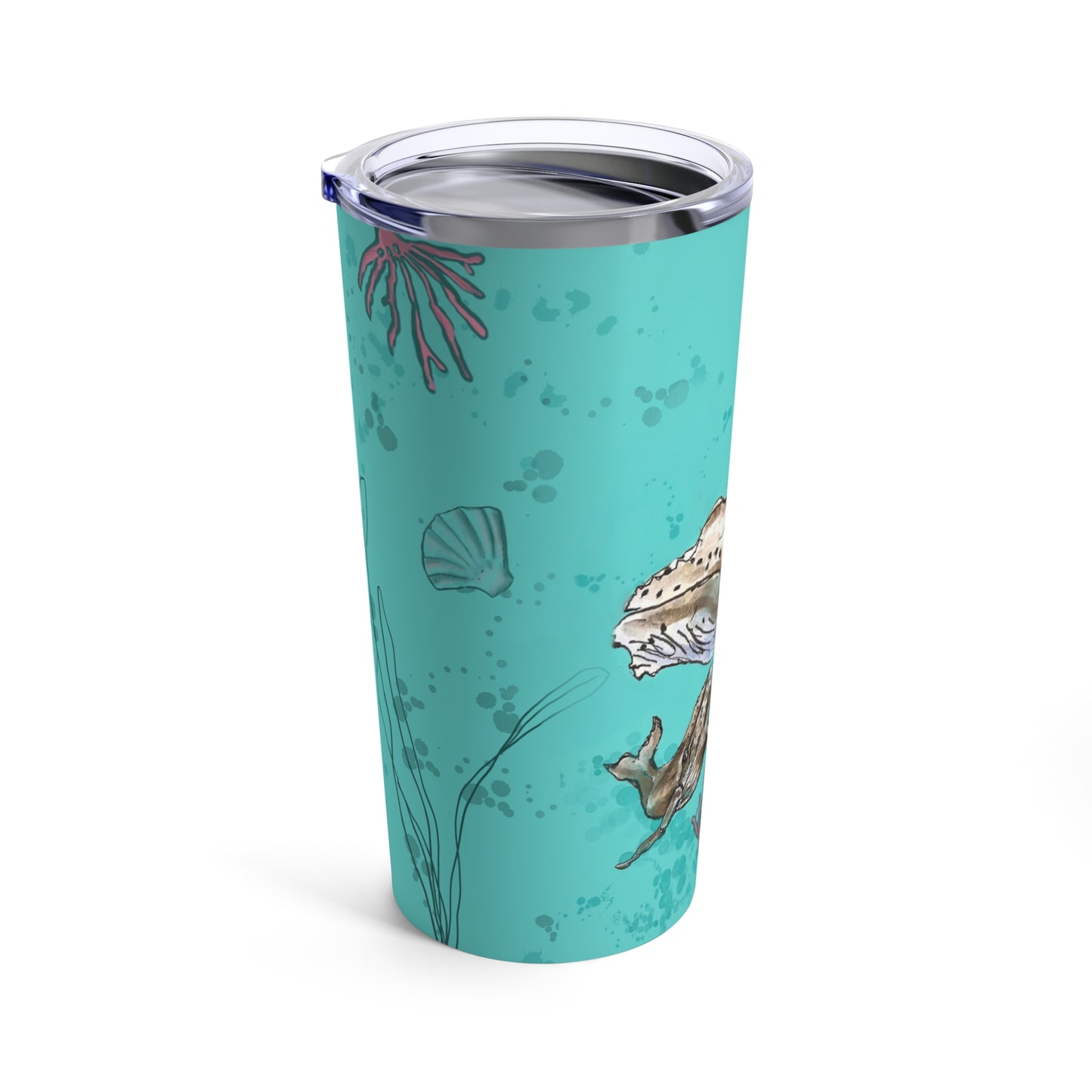 Tumbler 20oz "Whale Mother & baby" with handmade art by Janet Hoard