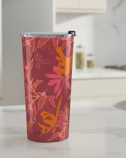 Canopy Coral Tumbler | Tropical Floral Insulated Travel Mug