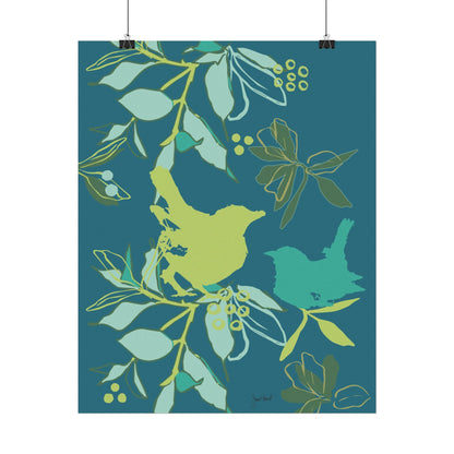 Canopy Lagoon Wall Art | Botanical Watercolor Leaf Print in Teal and Green