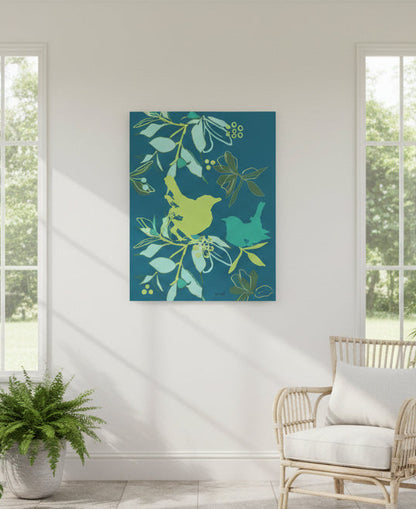 Canopy Lagoon Wall Art | Botanical Watercolor Leaf Print in Teal and Green