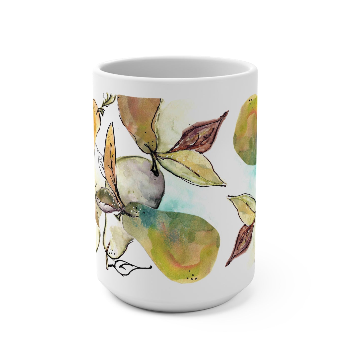 Larger Mug 15oz "Watercolor Pears" art by Janet Hoard