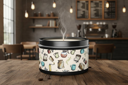 Coffee Scented Tin Candle | Coffee Grinder Art | Cozy Kitchen Decor