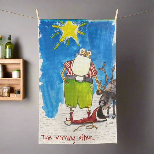 Kitchen Towel "The Morning After...... Santa" art by Janet Hoard