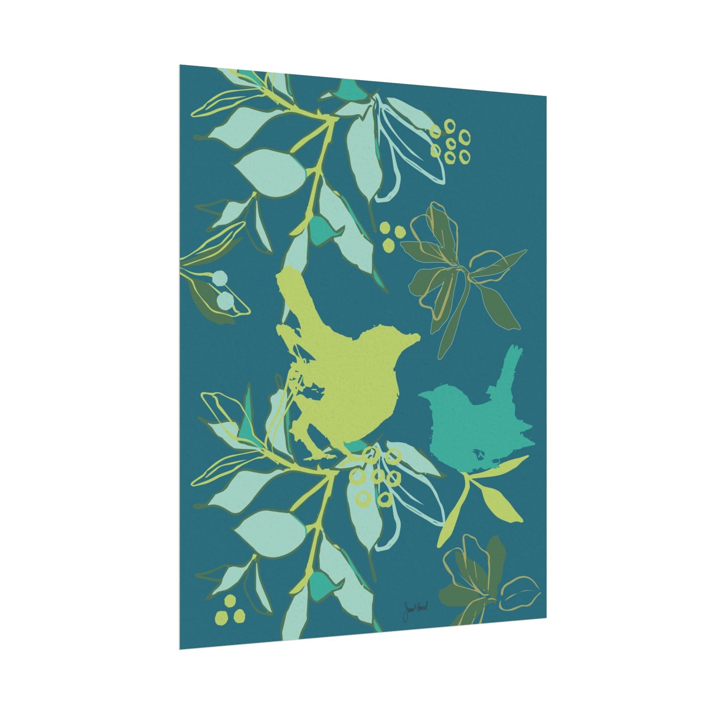 Canopy Lagoon Wall Art | Botanical Watercolor Leaf Print in Teal and Green