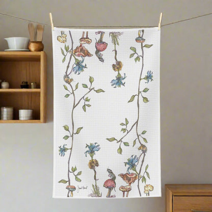Whimsical Mice Kitchen Towel “Mischief Mice” | Cottagecore Floral Decor