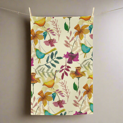 Floral Bird Kitchen Towel | Feather & Bloom Design