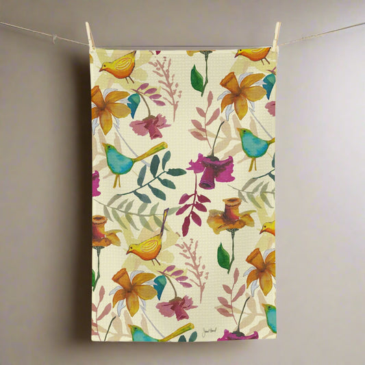 Kitchen Towel Microfiber "Feather & Bloom" art by Janet Hoard