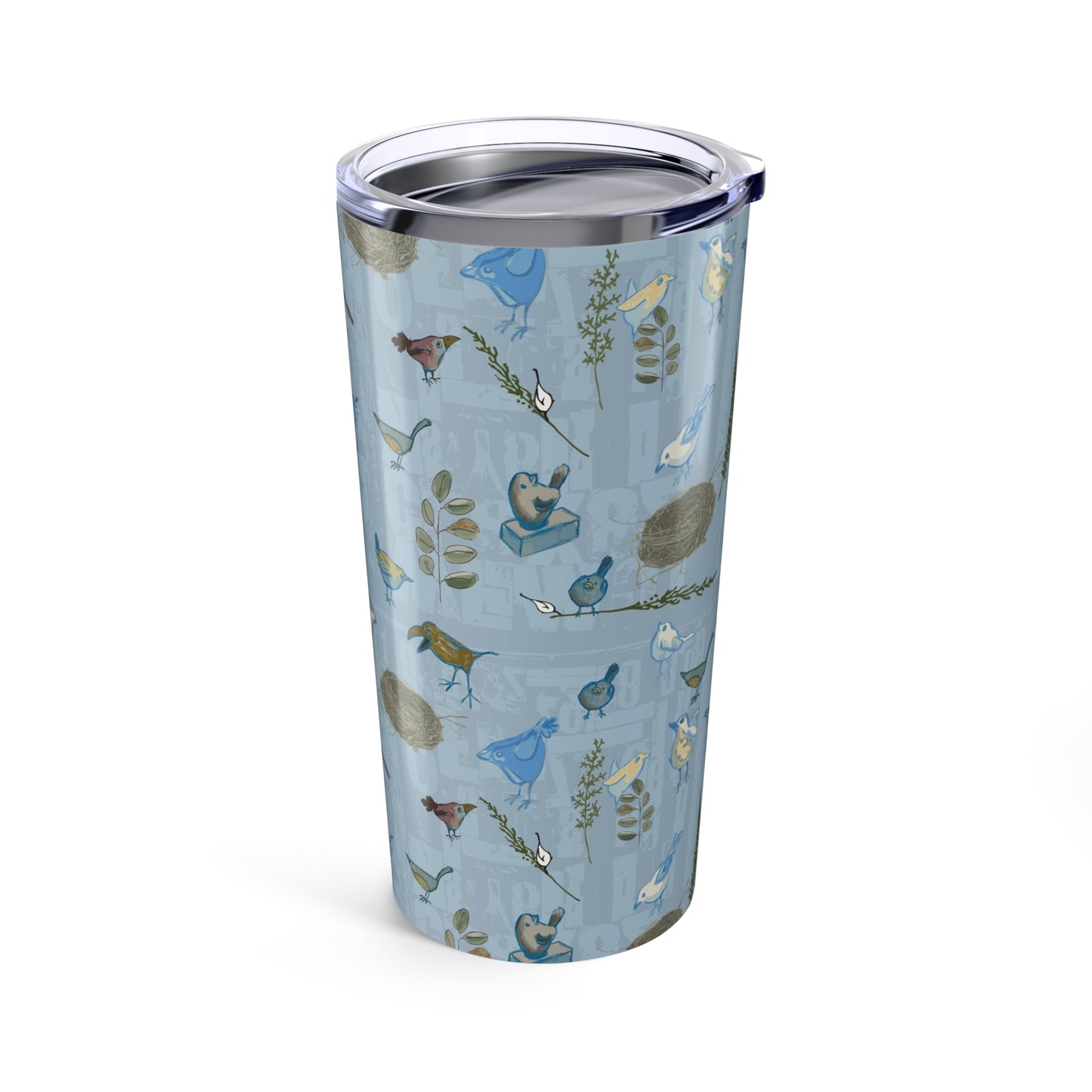 20oz Tumbler "Cackle of Birds-Blue" by Janet Hoard