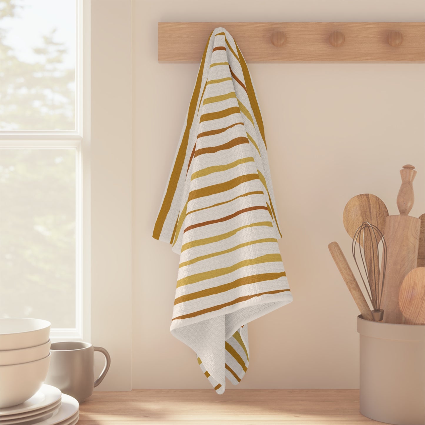 Kitchen Towel Microfiber "Golden Stripes" by Janet Hoard
