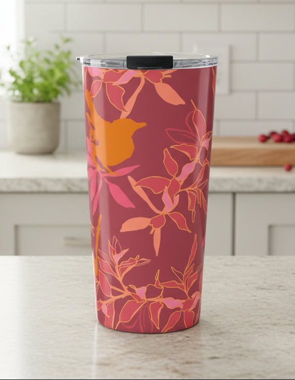 Canopy Coral Tumbler | Tropical Floral Insulated Travel Mug