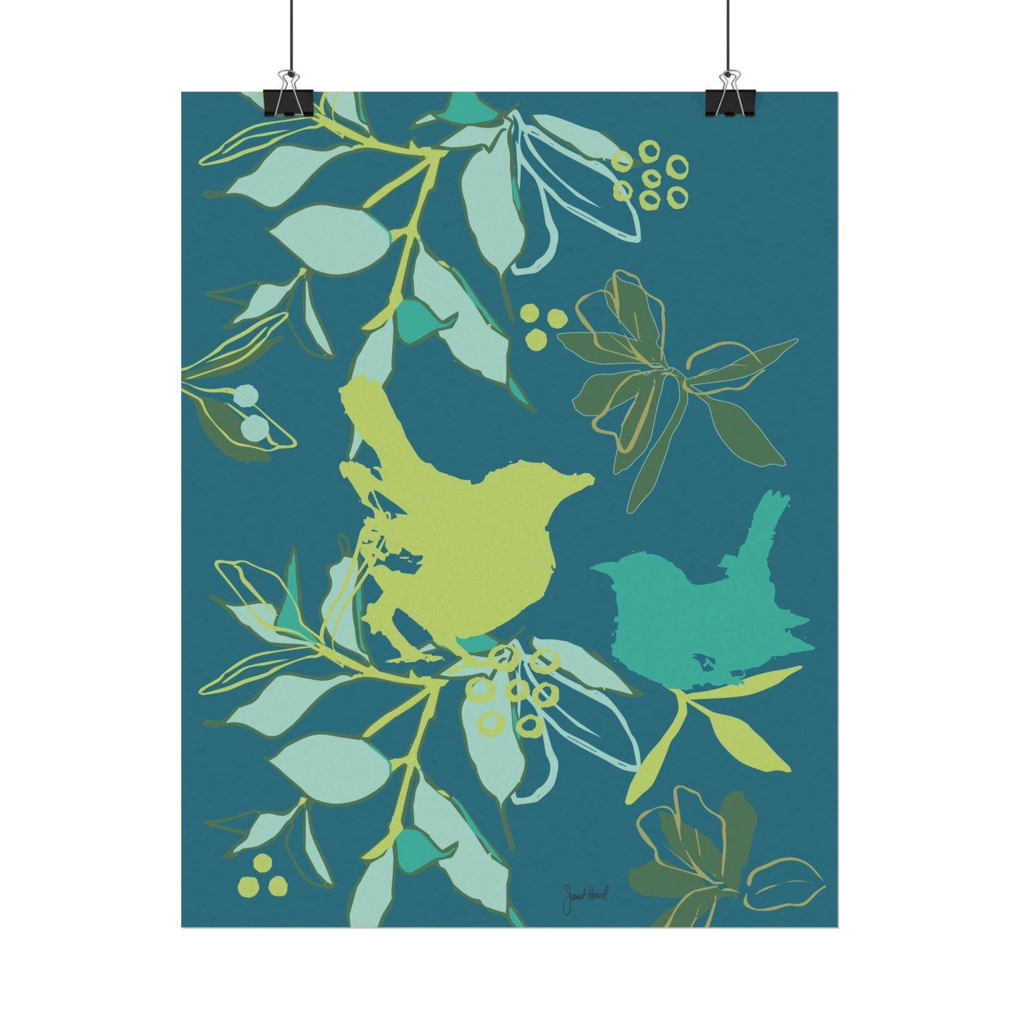 Canopy Lagoon Wall Art | Botanical Watercolor Leaf Print in Teal and Green