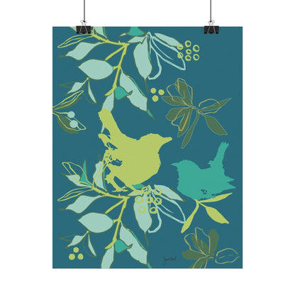Canopy Lagoon Wall Art | Botanical Watercolor Leaf Print in Teal and Green