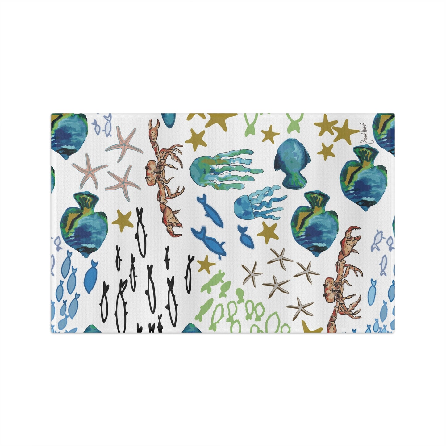 Tea Towel Microfiber "Underwater Academy" art by Janet Hoard