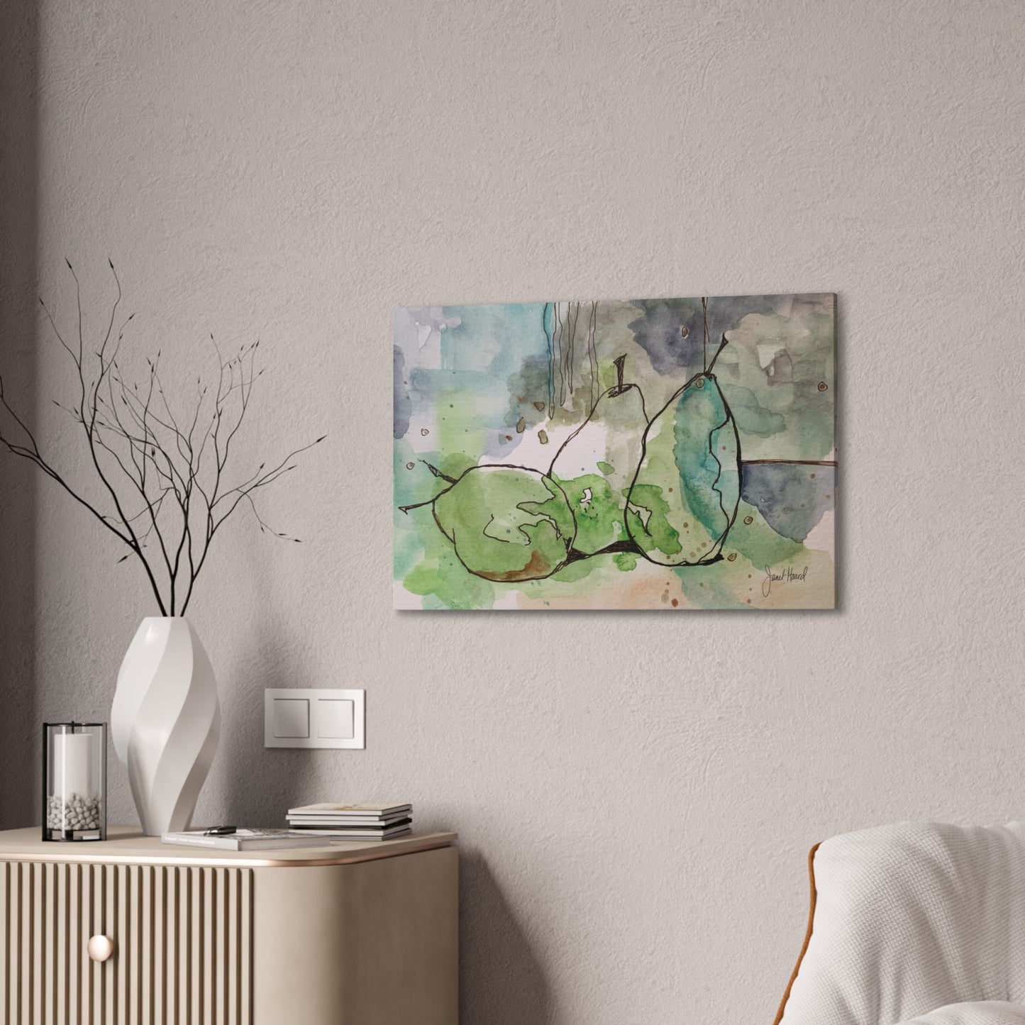 Canvas Print "Watercolor Pears" by Janet Hoard