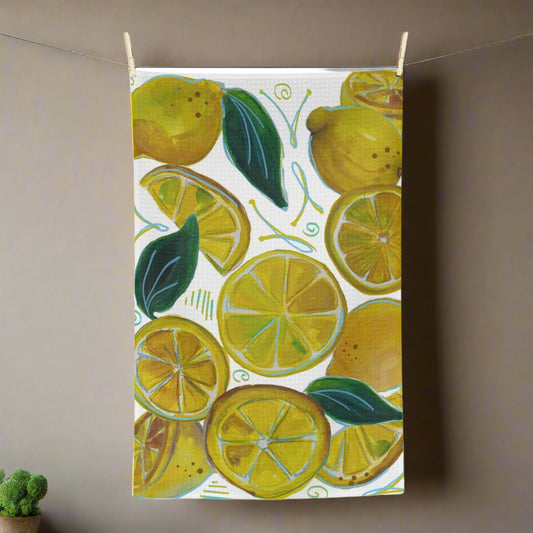 Kitchen Towel Microfiber "Lemons Galore" by Janet Hoard