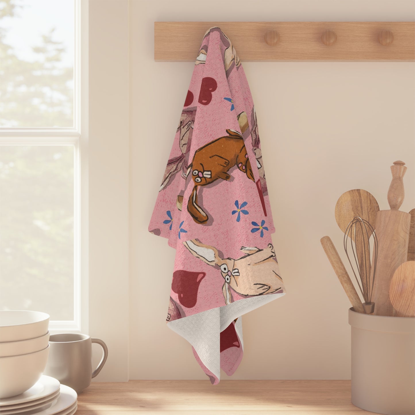 Kitchen Towel Microfiber "Funny Bunnies" by Janet Hoard