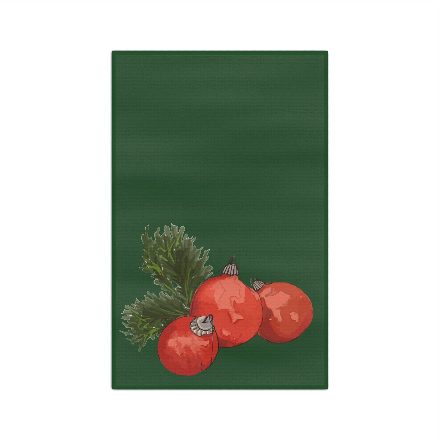 Tea Towel Microfiber "Red Ornaments" art by Janet Hoard