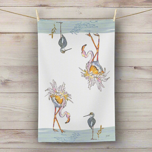 Tea Towel Microfiber "Salty Birds" art by Janet Hoard