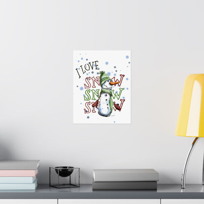 Snow Poster | I Love Snow Cute Winter Wall Art