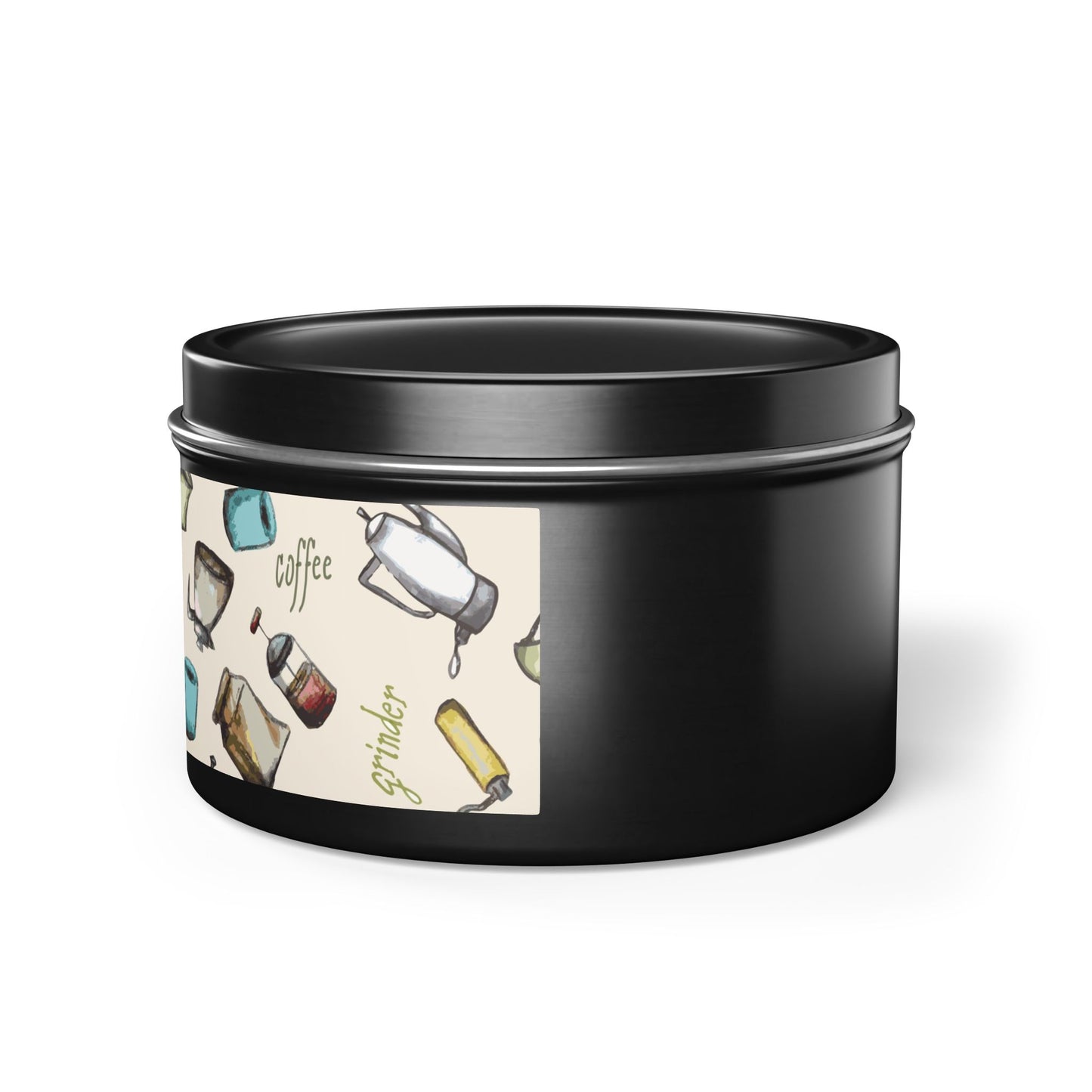 Coffee Scented Tin Candle | Coffee Grinder Art | Cozy Kitchen Decor