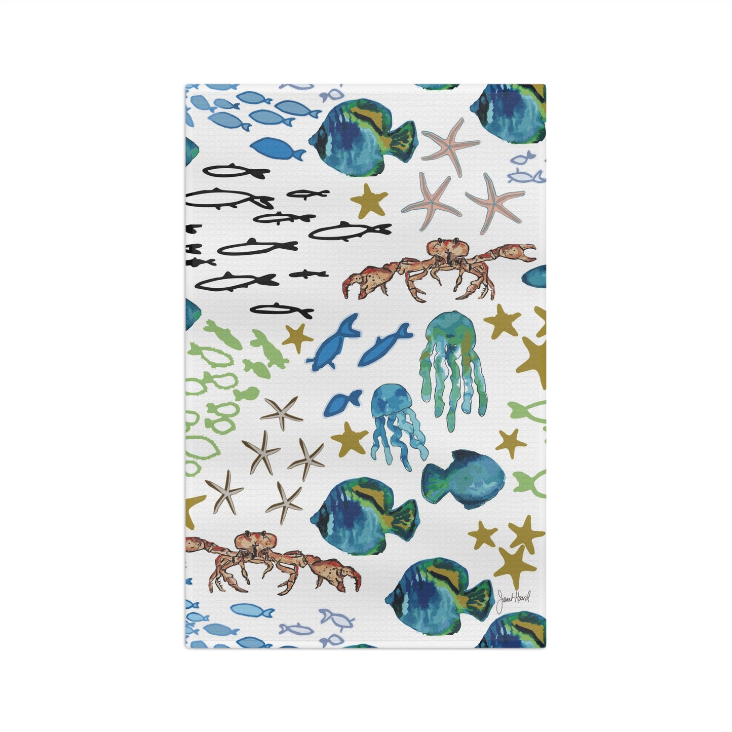 Tea Towel Microfiber "Underwater Academy" art by Janet Hoard