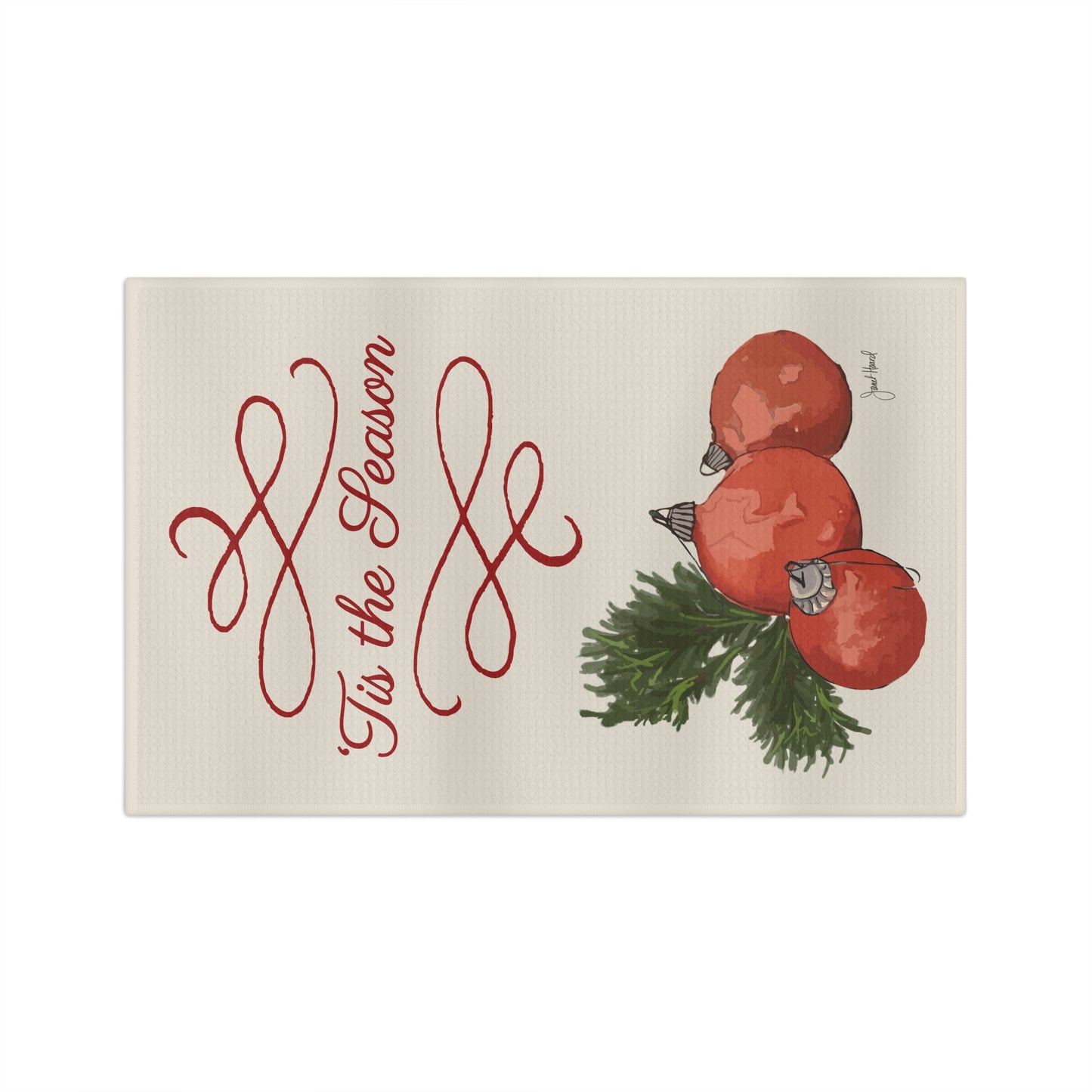 Tea Towel Microfiber "Tis The Season" art by Janet Hoard