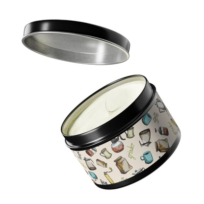 Coffee Scented Tin Candle | Coffee Grinder Art | Cozy Kitchen Decor