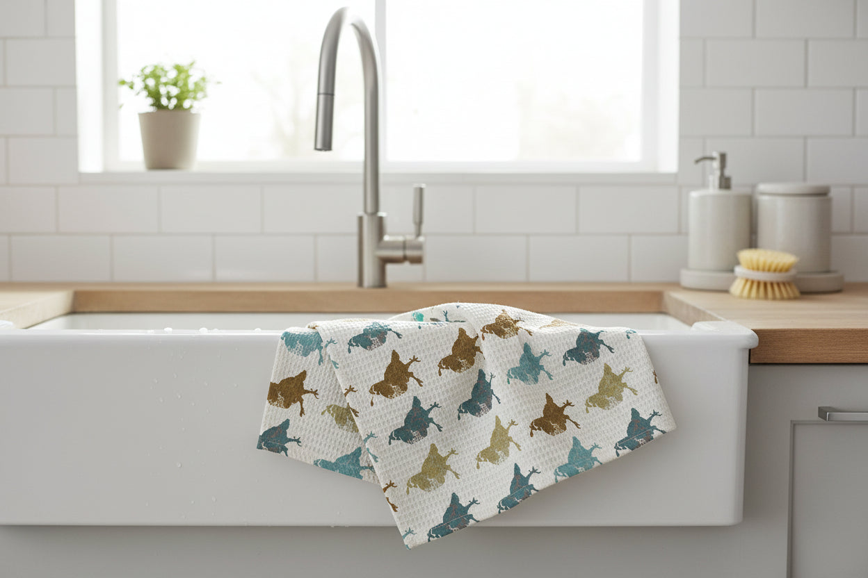 Quail Study Kitchen Towel | Earthy Woodland Kitchen Decor