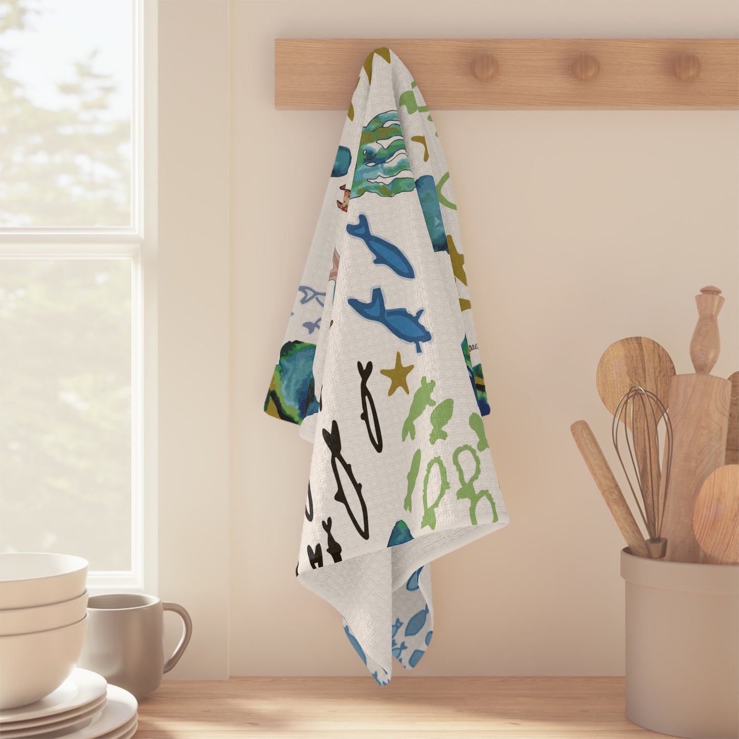 Tea Towel Microfiber "Underwater Academy" art by Janet Hoard