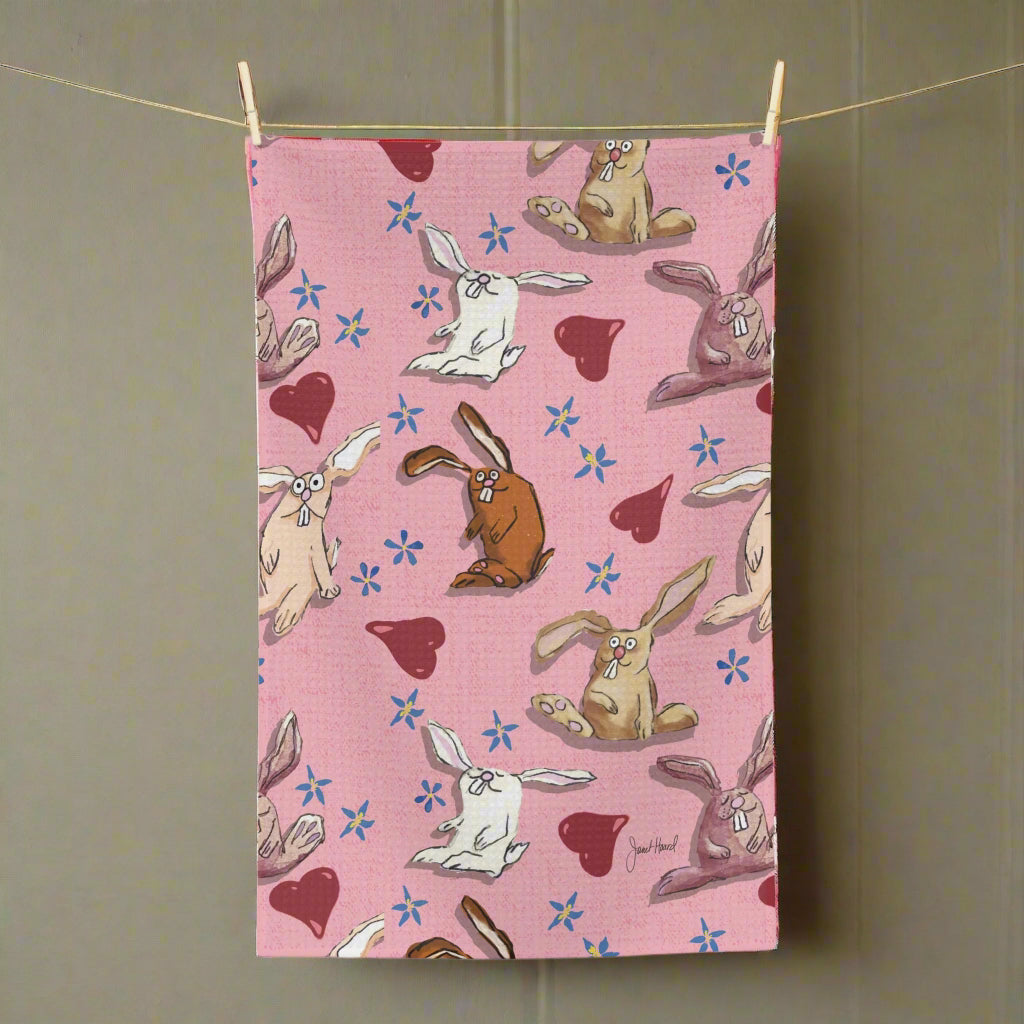 Kitchen Towel Microfiber "Funny Bunnies" by Janet Hoard