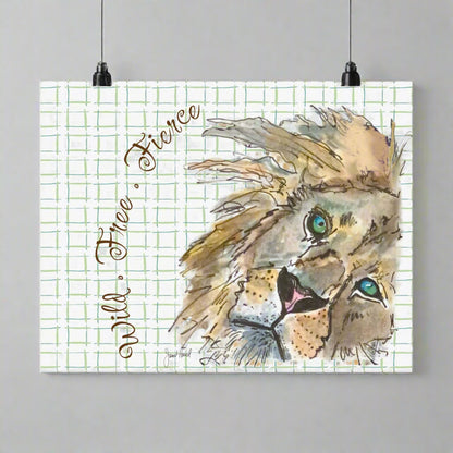 Lion Poster Horizontal | Wild Free Fierce Wall Art