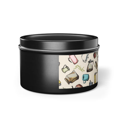 Coffee Scented Tin Candle | Coffee Grinder Art | Cozy Kitchen Decor