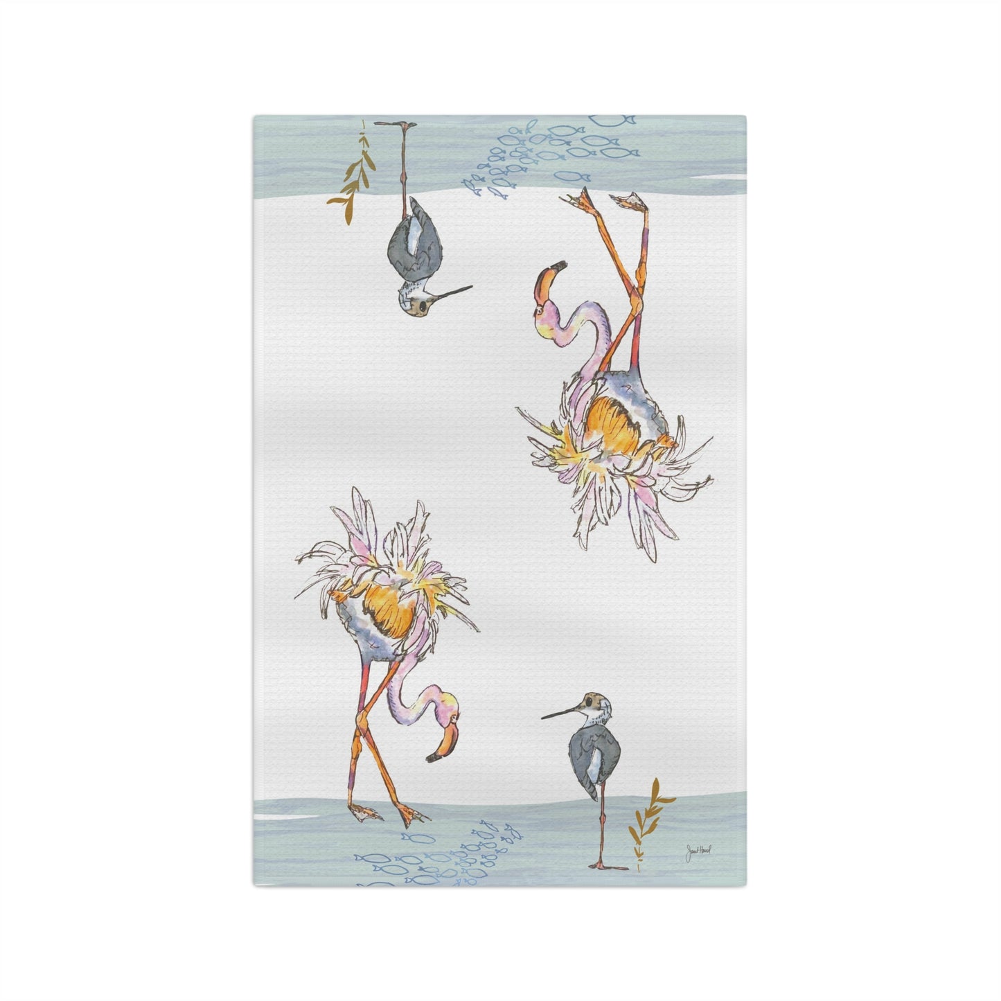 Tea Towel Microfiber "Salty Birds" art by Janet Hoard