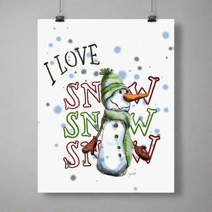Snow Poster | I Love Snow Cute Winter Wall Art