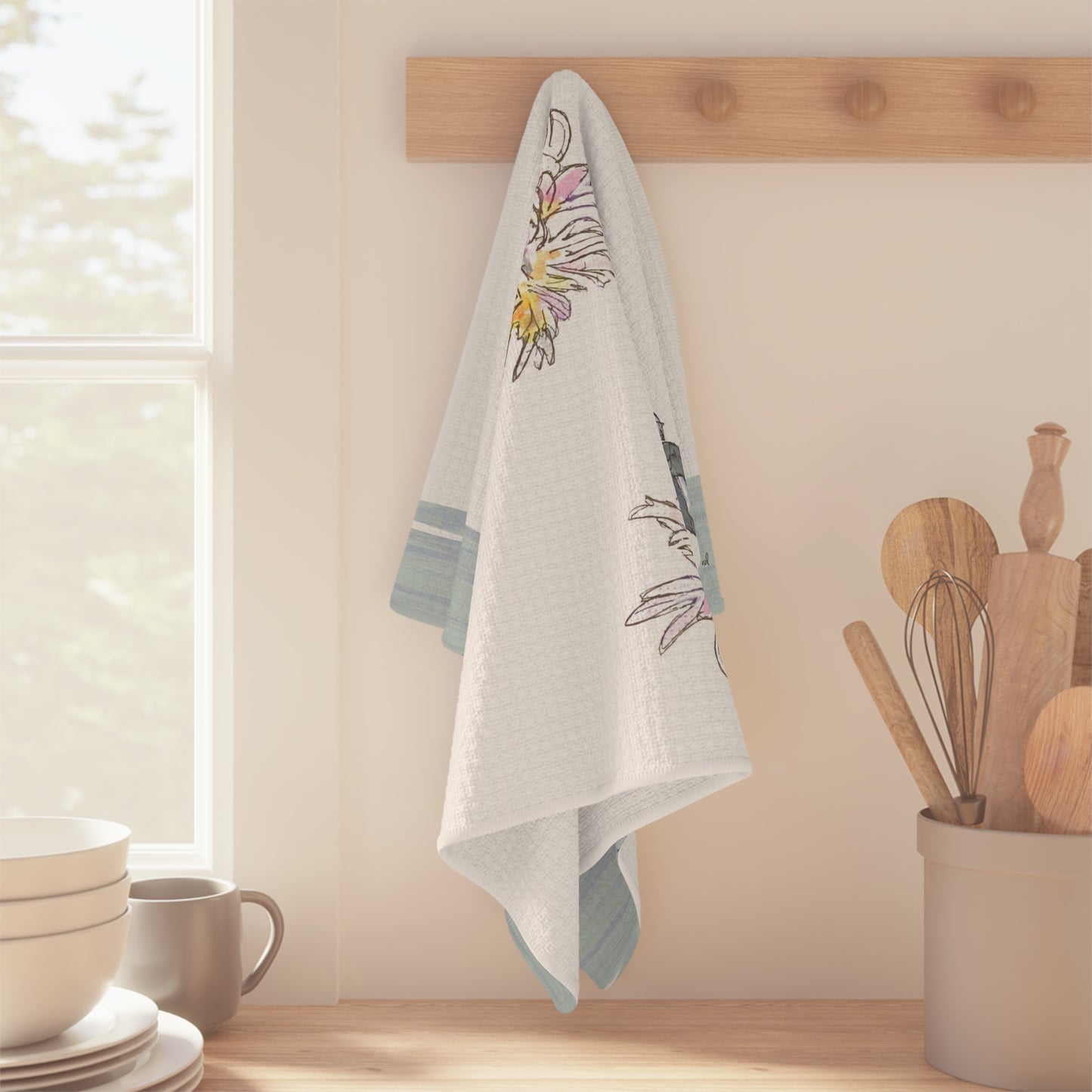 Tea Towel Microfiber "Salty Birds" art by Janet Hoard