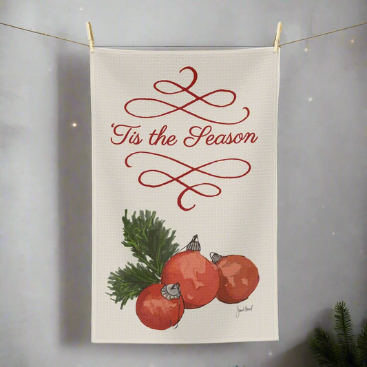 Tea Towel Microfiber "Tis The Season" art by Janet Hoard