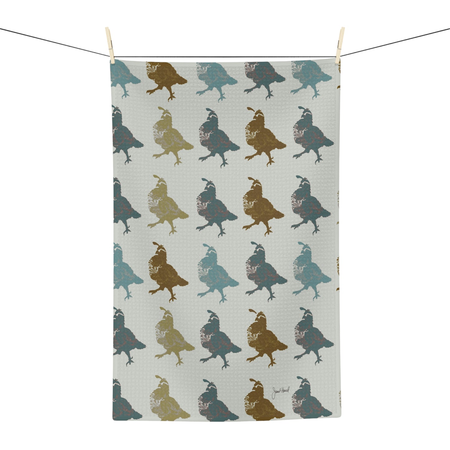 Quail Study Kitchen Towel | Earthy Woodland Kitchen Decor
