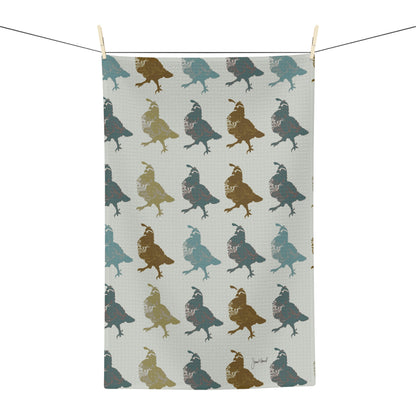 Quail Study Kitchen Towel | Earthy Woodland Kitchen Decor