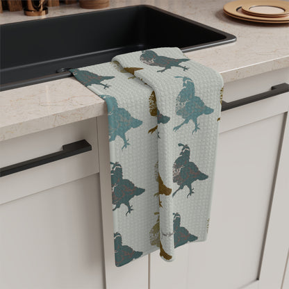 Quail Study Kitchen Towel | Earthy Woodland Kitchen Decor