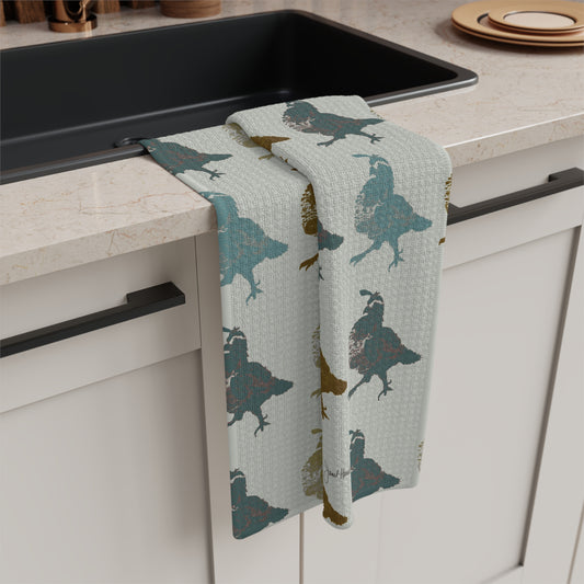 Quail Study Kitchen Towel | Earthy Woodland Kitchen Decor